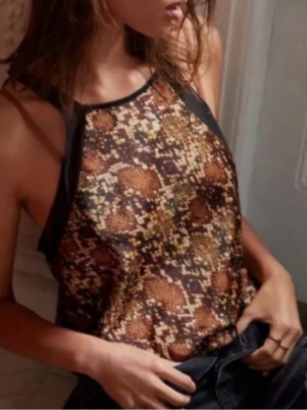 Nights Out Bodysuit from the Intimately Free People Snakeskin NWOT Brown & Black